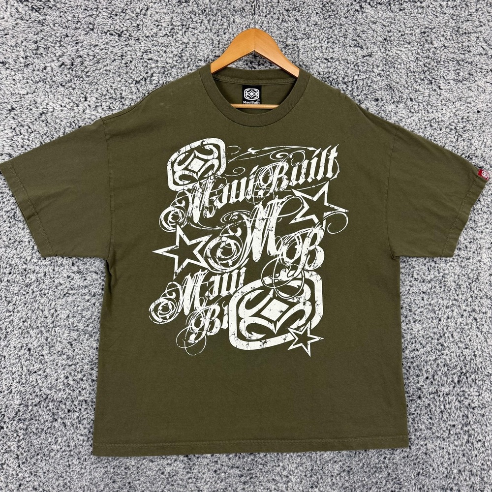 Maui Built Shirt Mens XL Green Graphic Hawaii Islands Streetwear Skater Surf Tee